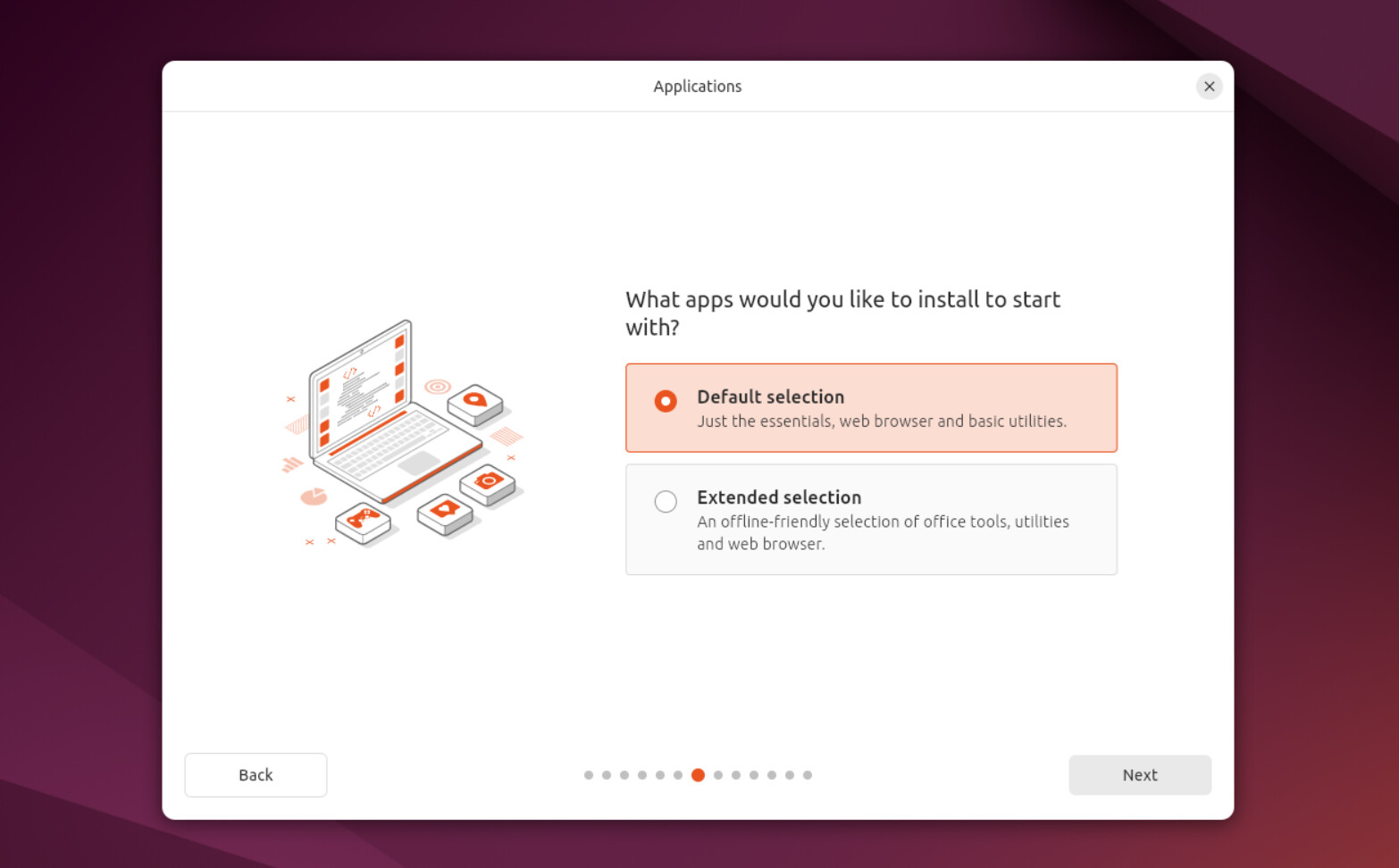 Chọn ứng dụng khi cài Ubuntu