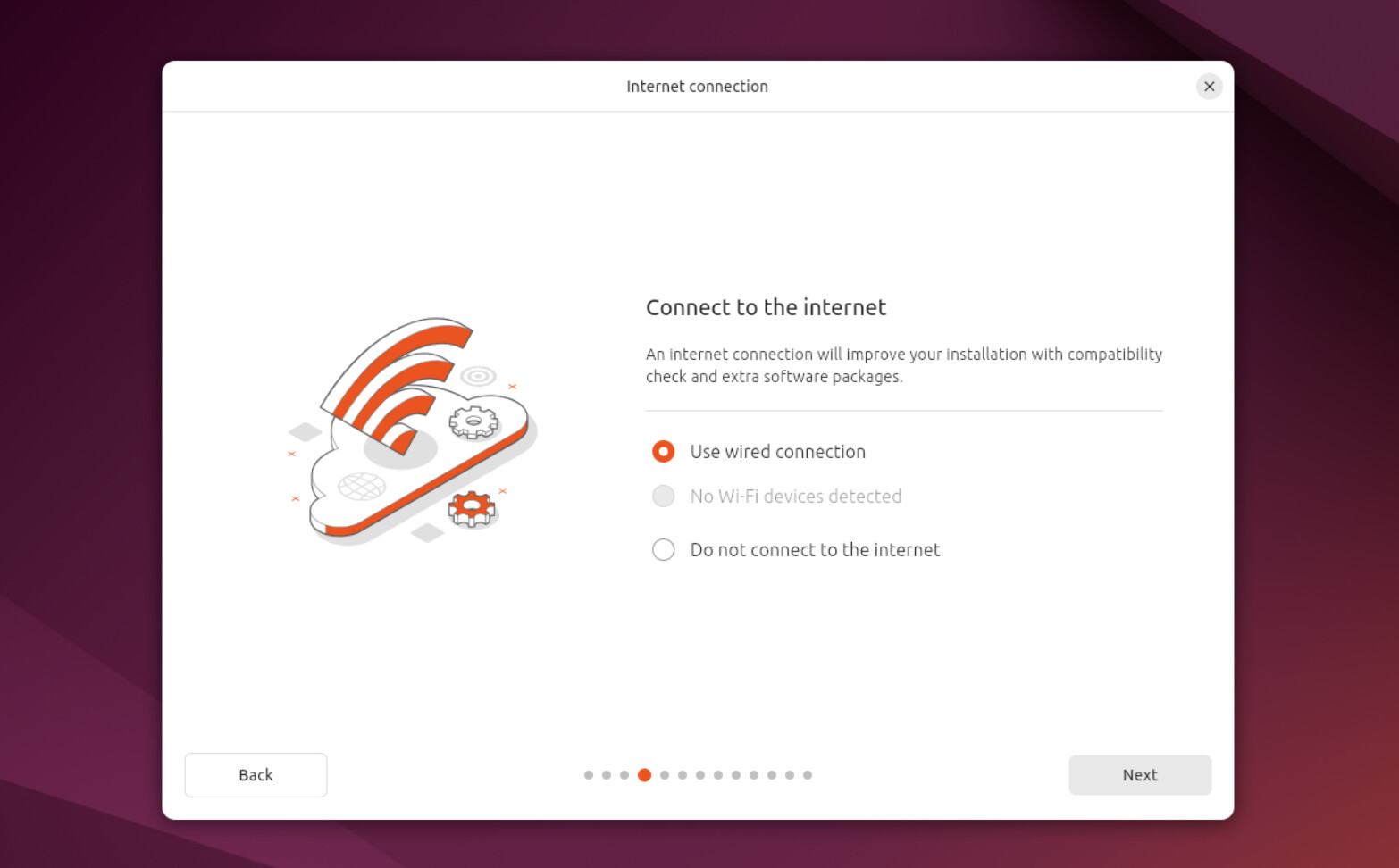 Kết nối Internet khi cài Ubuntu