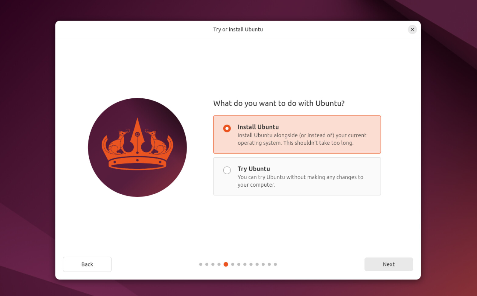 Màn hình Try or Install Ubuntu
